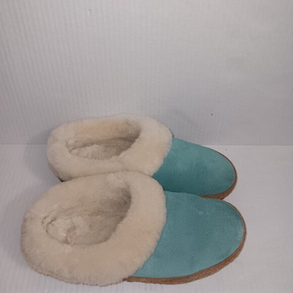 ll BEAN SQUAM LAKE WICKED GOOD SLIPPERS WOMEN'S BLUE SUEDE SHEARING LAMBSWOOL LI - Picture 3 of 9